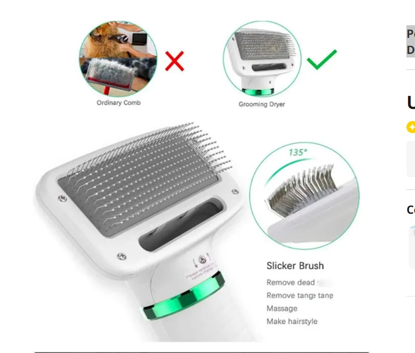 Secador de pelo para perros 2 en 1 con cepillo deslizante para perros y gatos de tamaño pequeño.